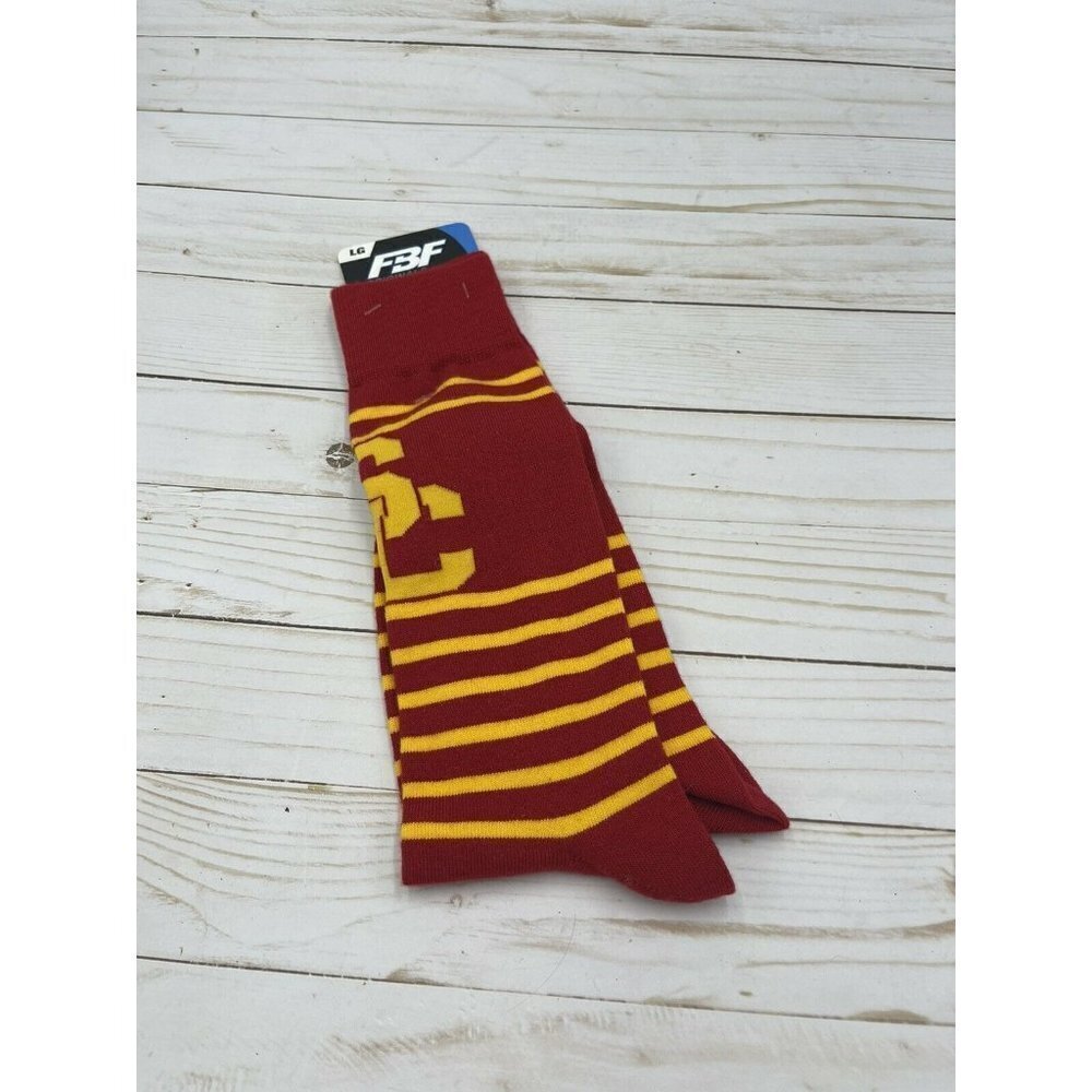 FBF Originals NEW SC Trojans Socks Large Red Gold Stripes Script Tailgate Long